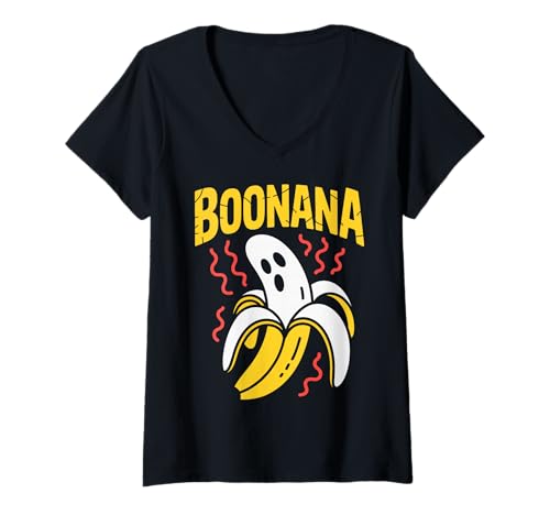 Damen Boonana Cute Ghost Banana Lustiges Halloween-Kostüm T-Shirt mit V-Ausschnitt Damen Boonana Cute Ghost Banana Lustiges Halloween-Kostüm T-Shirt mit V-Ausschnitt von Cute Boonana Ghost Halloween for Kids and Adults