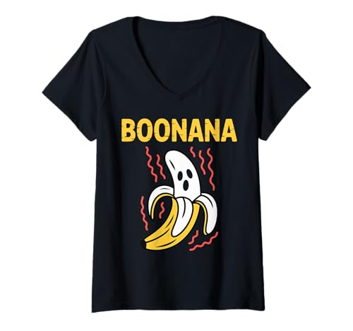 Damen Boonana Cute Ghost Banana Lustiges Halloween-Kostüm T-Shirt mit V-Ausschnitt Damen Boonana Cute Ghost Banana Lustiges Halloween-Kostüm T-Shirt mit V-Ausschnitt von Cute Boonana Ghost Halloween for Kids and Adults