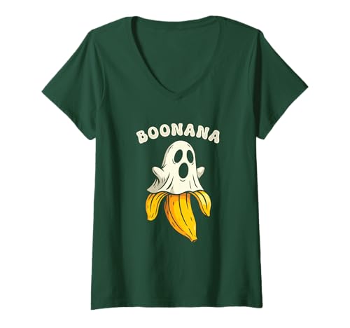 Damen Boonana Süßes Geisterkostüm Banane Lustig Halloween Geist T-Shirt mit V-Ausschnitt Damen Boonana Süßes Geisterkostüm Banane Lustig Halloween Geist T-Shirt mit V-Ausschnitt von Cute Boonana Halloween Ghost Tee Shirts 2025