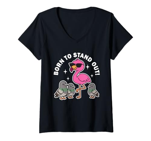 Damen Born to Stand Out Süßer Kawaii-Flamingo-Vogel, Sommer T-Shirt mit V-Ausschnitt Damen Born to Stand Out Süßer Kawaii-Flamingo-Vogel, Sommer T-Shirt mit V-Ausschnitt von Cute Born To Stand Out Funny Flamingo Gifts