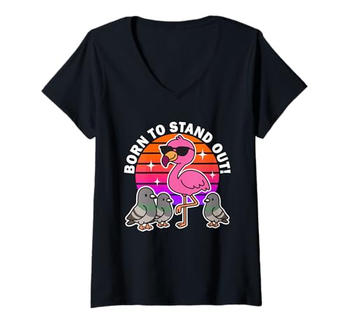 Damen Born to Stand Out Süßer Kawaii-Flamingo-Vogel, Sommer T-Shirt mit V-Ausschnitt Damen Born to Stand Out Süßer Kawaii-Flamingo-Vogel, Sommer T-Shirt mit V-Ausschnitt von Cute Born To Stand Out Funny Flamingo Gifts