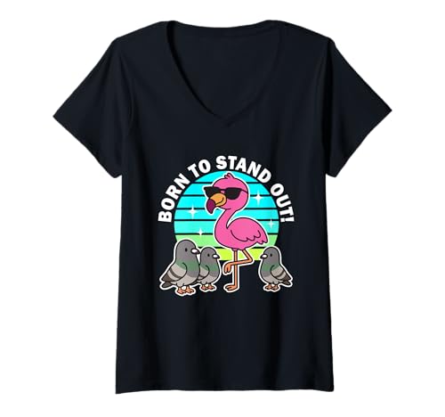 Damen Born to Stand Out Süßer Kawaii-Flamingo-Vogel, Sommer T-Shirt mit V-Ausschnitt Damen Born to Stand Out Süßer Kawaii-Flamingo-Vogel, Sommer T-Shirt mit V-Ausschnitt von Cute Born To Stand Out Funny Flamingo Gifts