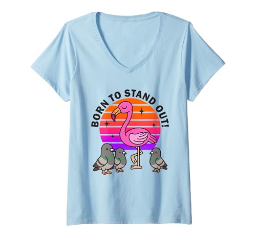 Damen Born to Stand Out Süßer Kawaii-Flamingo-Vogel, Sommer T-Shirt mit V-Ausschnitt Damen Born to Stand Out Süßer Kawaii-Flamingo-Vogel, Sommer T-Shirt mit V-Ausschnitt von Cute Born To Stand Out Funny Flamingo Gifts