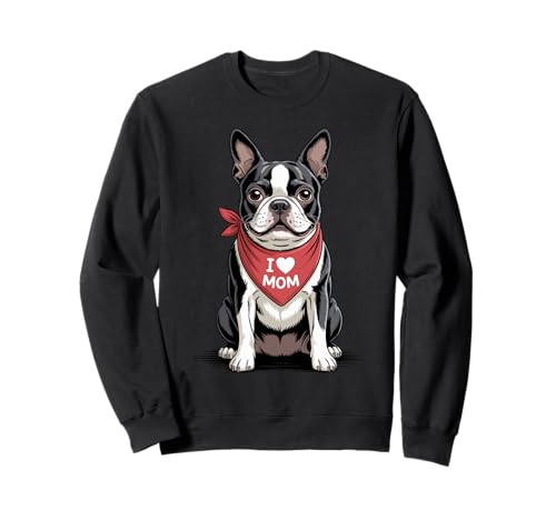 Ich Liebe Mama Boston Terrier Lover Dog Muttertag Sweatshirt von Cute Boston Terrier Mom Bostie Dog Lover