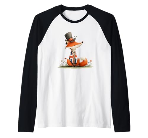 Lustiger Fuchs mit britischer Jacke Kostüm für Jungen und Mädchen Raglan von Cute British Fox Outfit