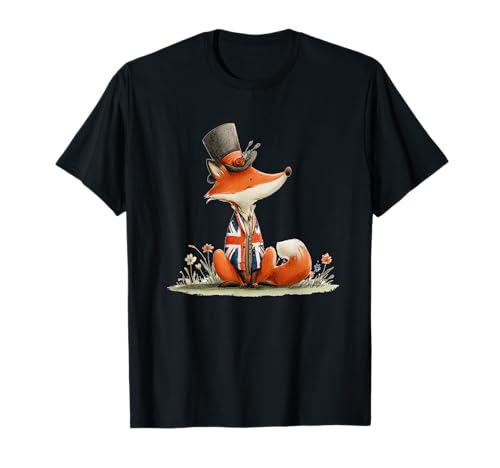 Lustiger Fuchs mit britischer Jacke Kostüm für Jungen und Mädchen T-Shirt von Cute British Fox Outfit