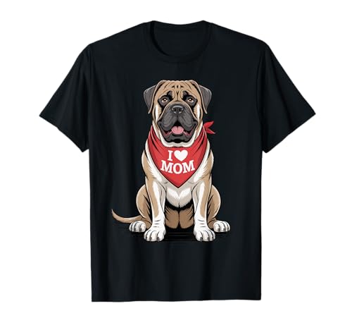 Ich Liebe Mama Bullmastiff Lover Dog Muttertag T-Shirt von Cute Bull Mastiff Mom Dog Lover