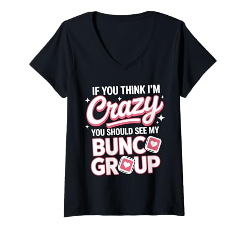 Damen Crazy Bunco Group Lustiger Bunco T-Shirt mit V-Ausschnitt von Cute Bunco Player Funny Bunco Night Designs
