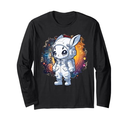 Astronaut Bunny Rabbit Helm Space Suit Mädchen Grafik Langarmshirt von Cute Bunny Rabbit Lover Outfit Gifts Girls