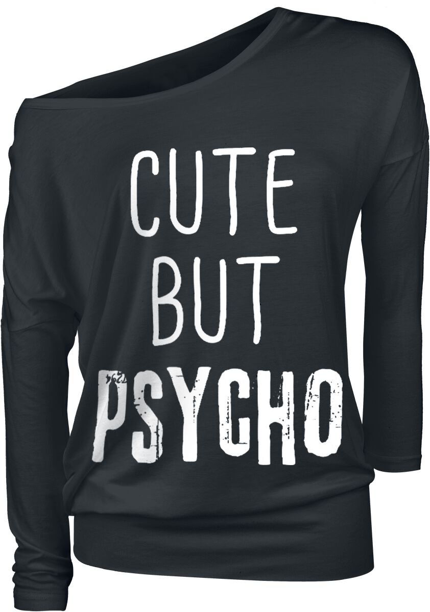 Cute But Psycho Langarmshirt - XS bis S - für Damen - Größe S - schwarz von Cute But Psycho