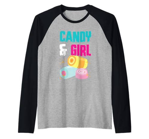 Süßes Candy Girl Shirt Regenbogen Zuckerwatte Raglan Süßes Candy Girl Shirt Regenbogen Zuckerwatte Raglan von Cute Candy Girl Sweet Treats Kids Gift Halloween