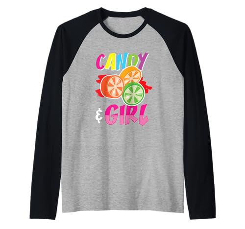 Süßes Candy Girl Shirt Regenbogen Zuckerwatte Raglan Süßes Candy Girl Shirt Regenbogen Zuckerwatte Raglan von Cute Candy Girl Sweet Treats Kids Gift Halloween