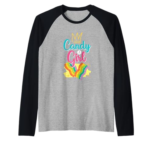 Süßes Candy Girl Shirt Regenbogen Zuckerwatte Raglan Süßes Candy Girl Shirt Regenbogen Zuckerwatte Raglan von Cute Candy Girl Sweet Treats Kids Gift Halloween