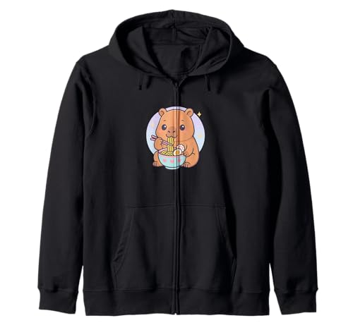 Capybara Eating Ramen Kawaii Japanisches Essen Männer Frauen Kinder Kapuzenjacke von Cute Capybara Capy Ramen Noodles Lover Merch Gifts