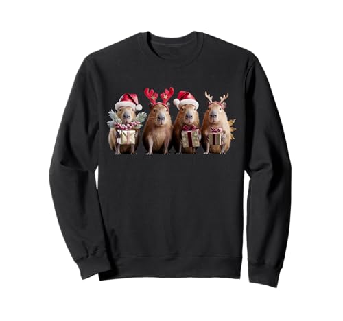 Capybara Weihnachtsbeleuchtung Rentier Capybara Xmas Santa Kinder Sweatshirt Capybara Weihnachtsbeleuchtung Rentier Capybara Xmas Santa Kinder Sweatshirt von Cute Capybara Christmas Lights Santa Capybara Kids