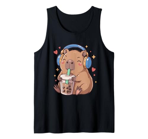 Süßes Mädchen mit Capybara-Musik, Kawaii, Anime, trinkt Bubble Tea Tank Top Süßes Mädchen mit Capybara-Musik, Kawaii, Anime, trinkt Bubble Tea Tank Top von Cute Capybara Drink Bubble Boba Tea