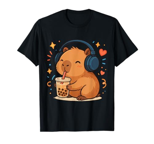 Süße Capybara trinkt Bobe Tea Music Kawaii Anime Girl Love T-Shirt Süße Capybara trinkt Bobe Tea Music Kawaii Anime Girl Love T-Shirt von Cute Capybara Drinking Bobe Tea Music Co.