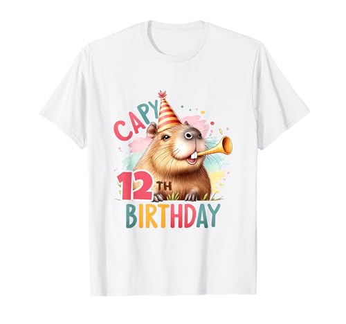 Capybara Geburtstagsparty-Dekoration für Kinder T-Shirt Capybara Geburtstagsparty-Dekoration für Kinder T-Shirt von Cute Capybara Lover Kids Birthday Apparel Age 1-12