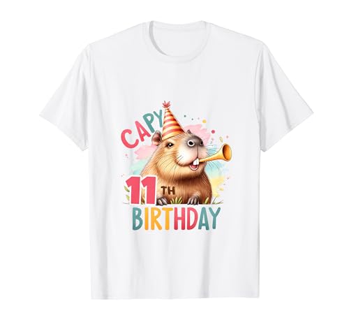 Capybara Geburtstagsparty-Dekoration für Kinder T-Shirt Capybara Geburtstagsparty-Dekoration für Kinder T-Shirt von Cute Capybara Lover Kids Birthday Apparel Age 1-12