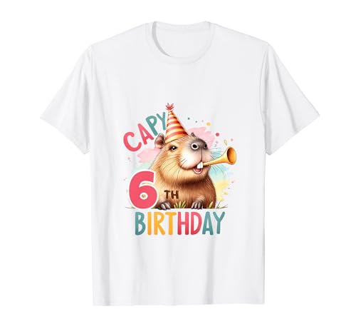Capybara Geburtstagsparty-Dekoration für Kinder T-Shirt Capybara Geburtstagsparty-Dekoration für Kinder T-Shirt von Cute Capybara Lover Kids Birthday Apparel Age 1-12