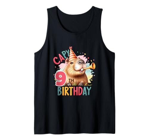 Capybara Geburtstagsparty-Dekoration für Kinder Tank Top Capybara Geburtstagsparty-Dekoration für Kinder Tank Top von Cute Capybara Lover Kids Birthday Apparel Age 1-12