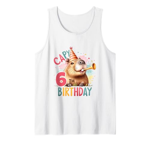 Capybara Geburtstagsparty-Dekoration für Kinder Tank Top Capybara Geburtstagsparty-Dekoration für Kinder Tank Top von Cute Capybara Lover Kids Birthday Apparel Age 1-12