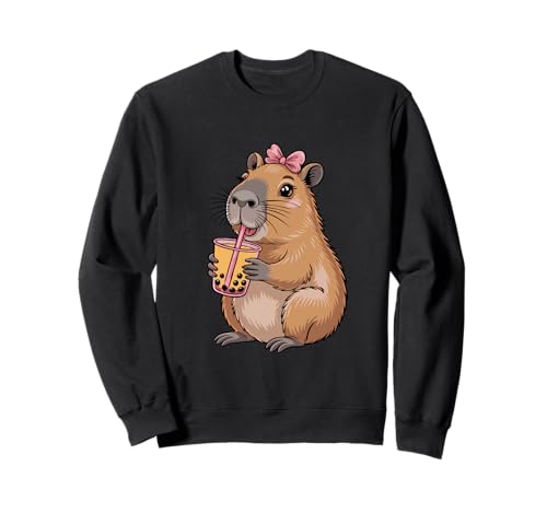 Süße Capybara Kawaii Anime-Mädchen, die Bubble Tea Trinken Sweatshirt Süße Capybara Kawaii Anime-Mädchen, die Bubble Tea Trinken Sweatshirt von Cute Capybara Nature