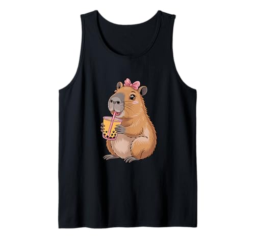 Süße Capybara Kawaii Anime-Mädchen, die Bubble Tea Trinken Tank Top Süße Capybara Kawaii Anime-Mädchen, die Bubble Tea Trinken Tank Top von Cute Capybara Nature