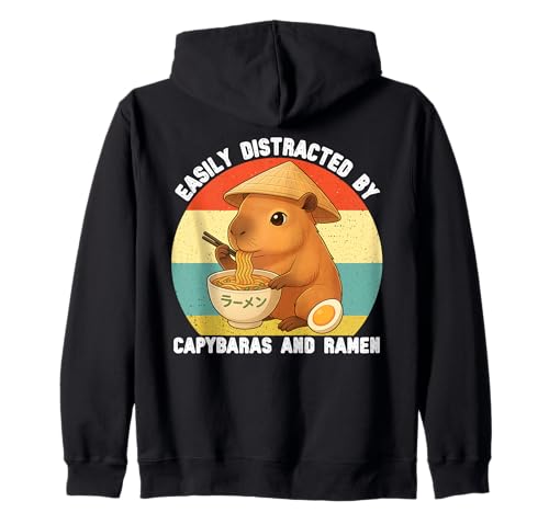 Leicht abgelenkt von Capybaras und Ramen Graphic Kids Teens Kapuzenjacke von Cute Capybara Ramen Tees for Girls Boys Women