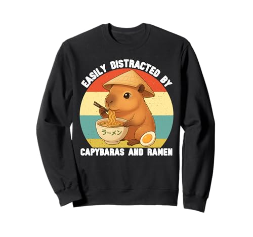 Leicht abgelenkt von Capybaras und Ramen Graphic Kids Teens Sweatshirt von Cute Capybara Ramen Tees for Girls Boys Women