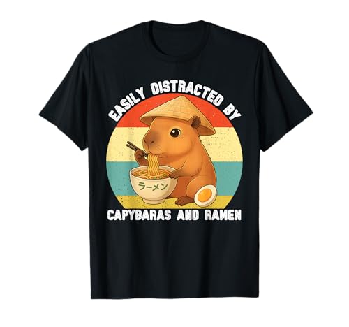Leicht abgelenkt von Capybaras und Ramen Graphic Kids Teens T-Shirt von Cute Capybara Ramen Tees for Girls Boys Women