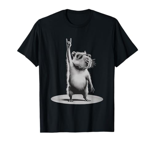 Retro Capybara Rock Musik Herren Kinder Lustige Capybara Sonnenbrille T-Shirt Retro Capybara Rock Musik Herren Kinder Lustige Capybara Sonnenbrille T-Shirt von Cute Capybara With Sunglasses Rock Music