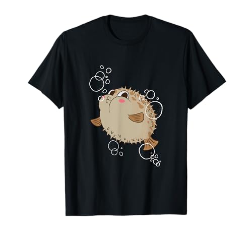 Fischer Angeln Zubehör Ozean Luftblasen Kinder Kugelfisch T-Shirt Fischer Angeln Zubehör Ozean Luftblasen Kinder Kugelfisch T-Shirt von Cute Cartoon Pufferfish Graphic Artwork Gift