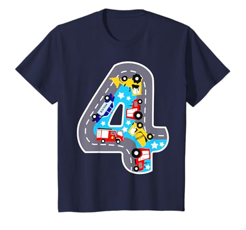 Kinder 4 Jahr Strasse Autos Zementmischer Junge 4. Geburtstag T-Shirt Kinder 4 Jahr Strasse Autos Zementmischer Junge 4. Geburtstag T-Shirt von Cute Cartoon Road Birthday Boy Gift