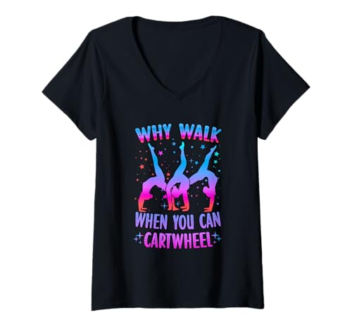 Damen Rad Turner Akrobatik Gymnastik T-Shirt mit V-Ausschnitt von Cute Cartwheel Gymnastics T Idea