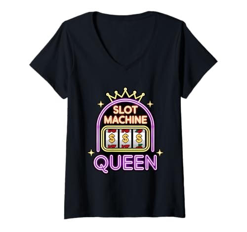 Damen Spielautomat Queen Gambler Lustiges Casino Glücksspiel T-Shirt mit V-Ausschnitt Damen Spielautomat Queen Gambler Lustiges Casino Glücksspiel T-Shirt mit V-Ausschnitt von Cute Casino Slot Machine Player Designs