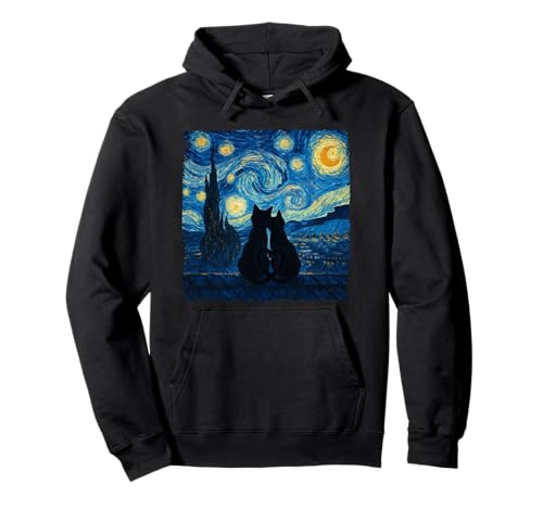 Niedliches Katzenpaar Der Sternenhimmel Katzen Liebhaber Männer Frauen Pullover Hoodie von Cute Cat Couple The Starry Night Sky Cats lover