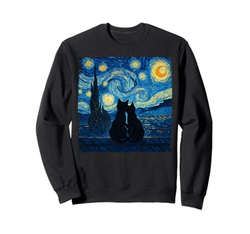 Niedliches Katzenpaar Der Sternenhimmel Katzen Liebhaber Männer Frauen Sweatshirt von Cute Cat Couple The Starry Night Sky Cats lover