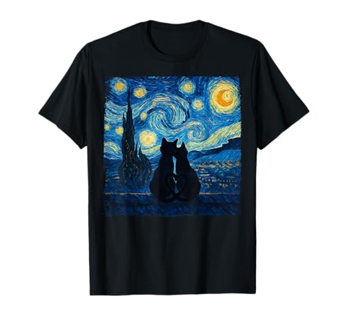 Niedliches Katzenpaar Der Sternenhimmel Katzen Liebhaber Männer Frauen T-Shirt von Cute Cat Couple The Starry Night Sky Cats lover