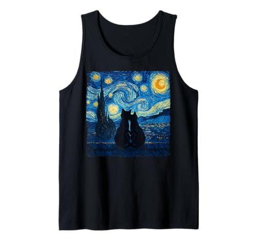 Niedliches Katzenpaar Der Sternenhimmel Katzen Liebhaber Männer Frauen Tank Top von Cute Cat Couple The Starry Night Sky Cats lover