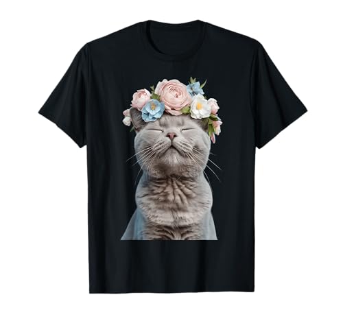 Süße Katze mit Blumen auf dem Kopf Blumenkrone Kinder 2025 T-Shirt Süße Katze mit Blumen auf dem Kopf Blumenkrone Kinder 2025 T-Shirt von Cute Cat With Flowers on Head Merch