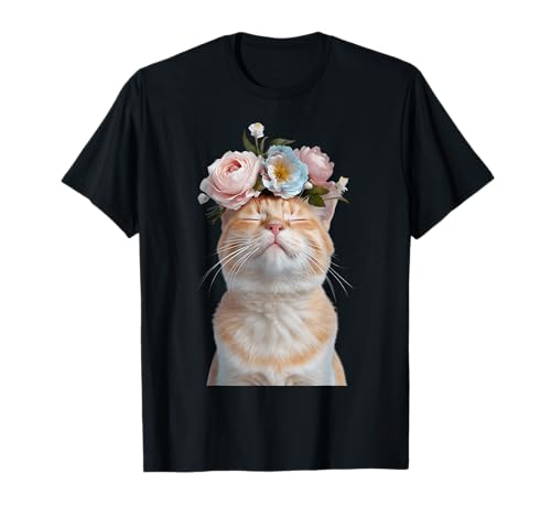Süße Katze mit Blumen auf dem Kopf Blumenkrone Kinder 2025 T-Shirt Süße Katze mit Blumen auf dem Kopf Blumenkrone Kinder 2025 T-Shirt von Cute Cat With Flowers on Head Merch