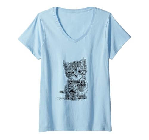 Damen Verpixeltes Katzenkätzchen für Katzenpapa und Katzenmama T-Shirt mit V-Ausschnitt Damen Verpixeltes Katzenkätzchen für Katzenpapa und Katzenmama T-Shirt mit V-Ausschnitt von Cute Cat and Kitten Designs