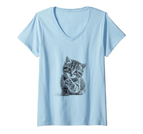 Damen Verpixeltes Katzenkätzchen für Katzenpapa und Katzenmama T-Shirt mit V-Ausschnitt Damen Verpixeltes Katzenkätzchen für Katzenpapa und Katzenmama T-Shirt mit V-Ausschnitt von Cute Cat and Kitten Designs