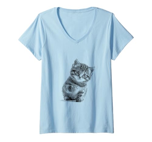 Damen Verpixeltes Katzenkätzchen für Katzenpapa und Katzenmama T-Shirt mit V-Ausschnitt Damen Verpixeltes Katzenkätzchen für Katzenpapa und Katzenmama T-Shirt mit V-Ausschnitt von Cute Cat and Kitten Designs