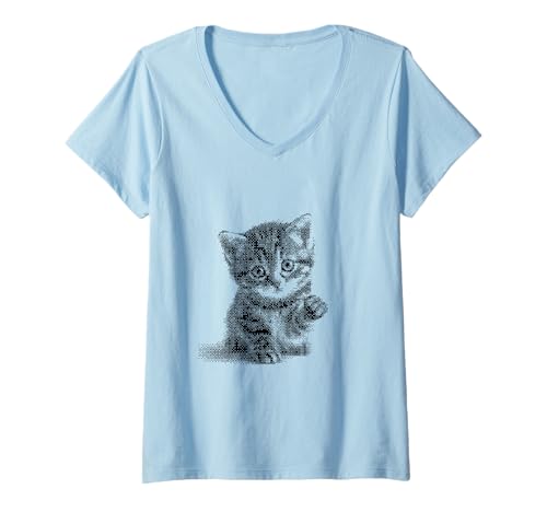 Damen Verpixeltes Katzenkätzchen für Katzenpapa und Katzenmama T-Shirt mit V-Ausschnitt Damen Verpixeltes Katzenkätzchen für Katzenpapa und Katzenmama T-Shirt mit V-Ausschnitt von Cute Cat and Kitten Designs