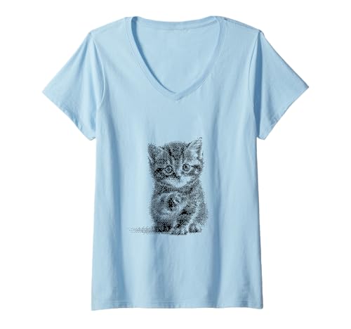 Damen Verpixeltes Katzenkätzchen für Katzenpapa und Katzenmama T-Shirt mit V-Ausschnitt Damen Verpixeltes Katzenkätzchen für Katzenpapa und Katzenmama T-Shirt mit V-Ausschnitt von Cute Cat and Kitten Designs