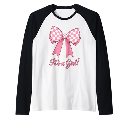 Gender Reveal It's a Girl Rosa Schleife Baby Ankündigung Kunst Raglan Gender Reveal It's a Girl Rosa Schleife Baby Ankündigung Kunst Raglan von Cute Checkered Baby Bow Designs ideas Collective