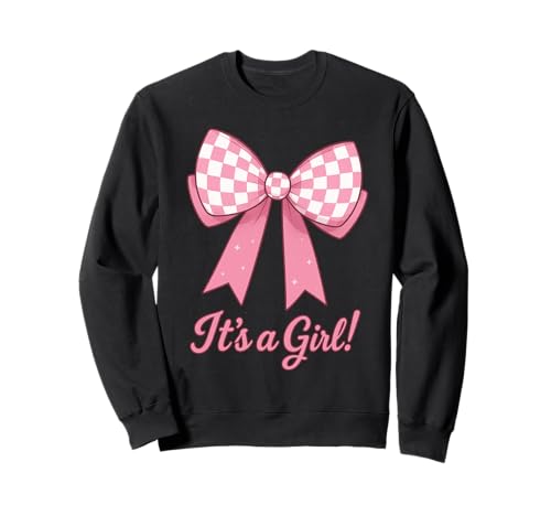 Gender Reveal It's a Girl Rosa Schleife Baby Ankündigung Kunst Sweatshirt Gender Reveal It's a Girl Rosa Schleife Baby Ankündigung Kunst Sweatshirt von Cute Checkered Baby Bow Designs ideas Collective