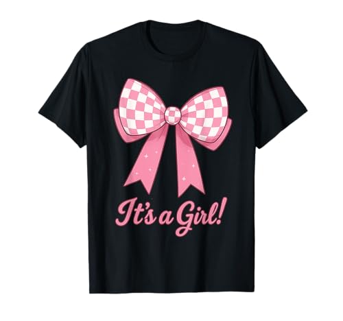 Gender Reveal It's a Girl Rosa Schleife Baby Ankündigung Kunst T-Shirt Gender Reveal It's a Girl Rosa Schleife Baby Ankündigung Kunst T-Shirt von Cute Checkered Baby Bow Designs ideas Collective